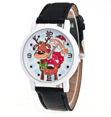 Christmas Ornaments Elderly Pattern Leather Band Watches Xmas Decoration