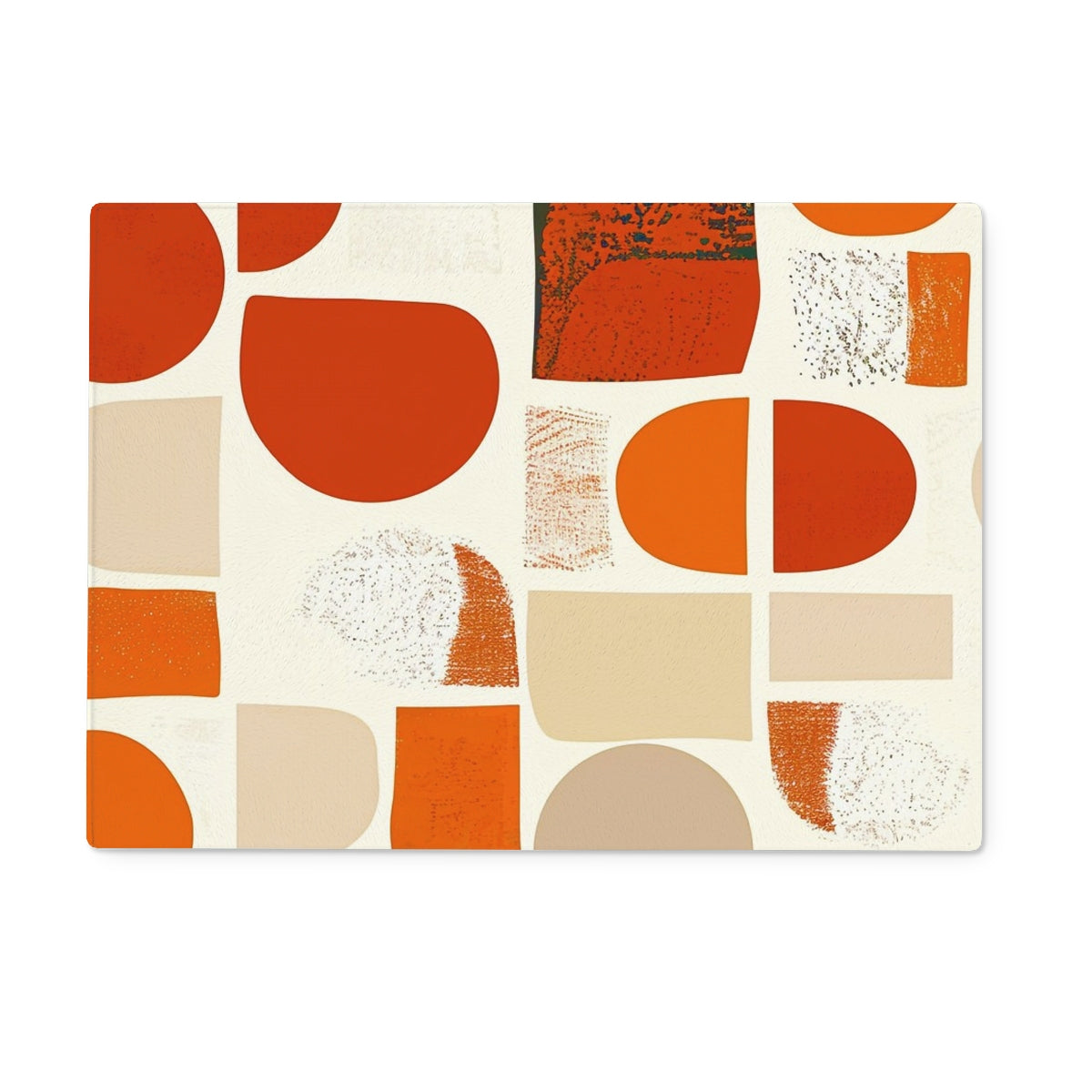 Orange and Brown Abstract Eclectic Art Glass Chopping Board