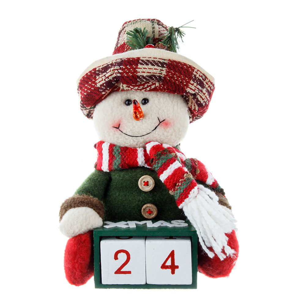 Christmas Calendar Old Man Snowman Doll Ornament Wooden Creative Home Festival Christmas Decoration