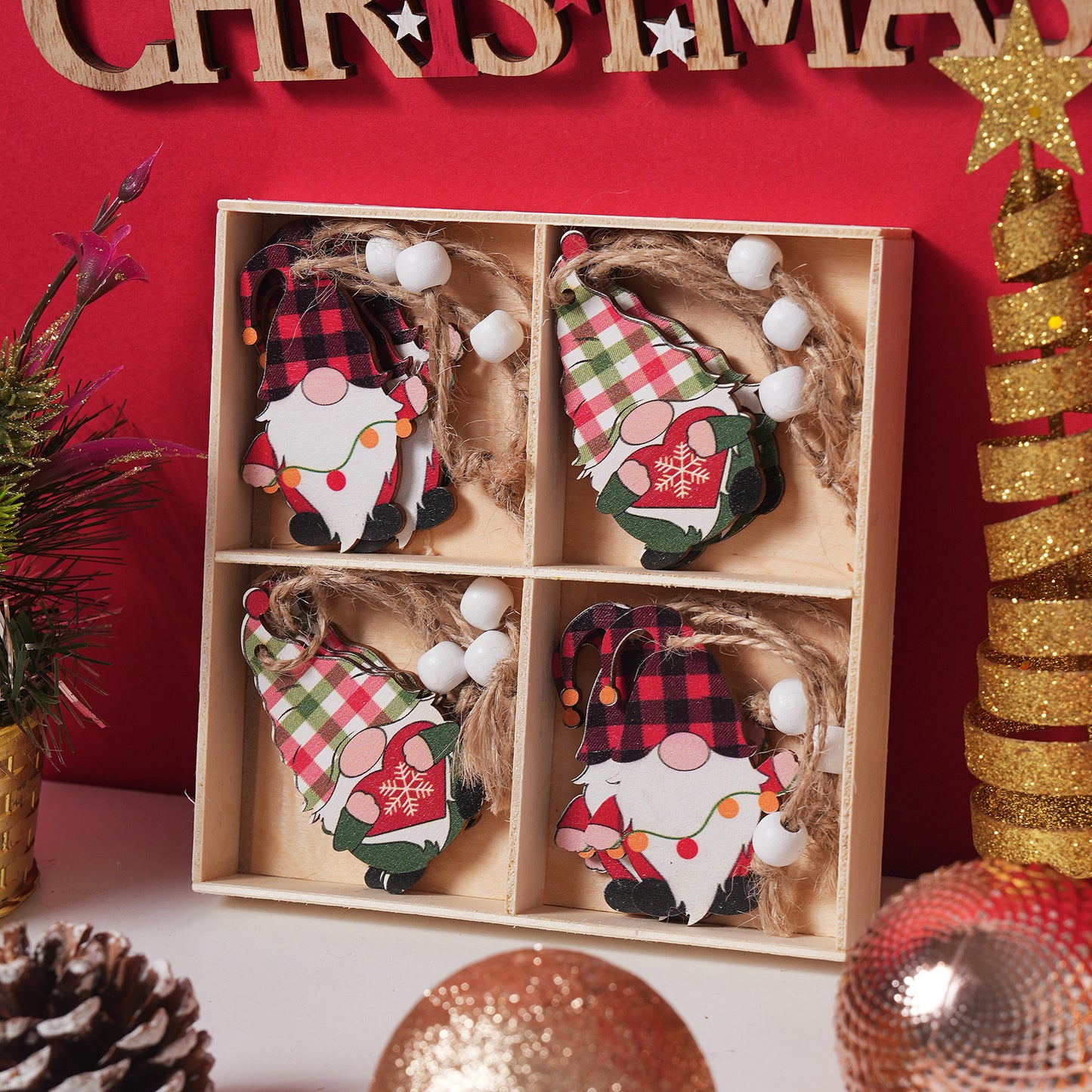 Christmas Ornament Wooden Gift Box Small Ornament Christmas Tree Small Pendant Gift