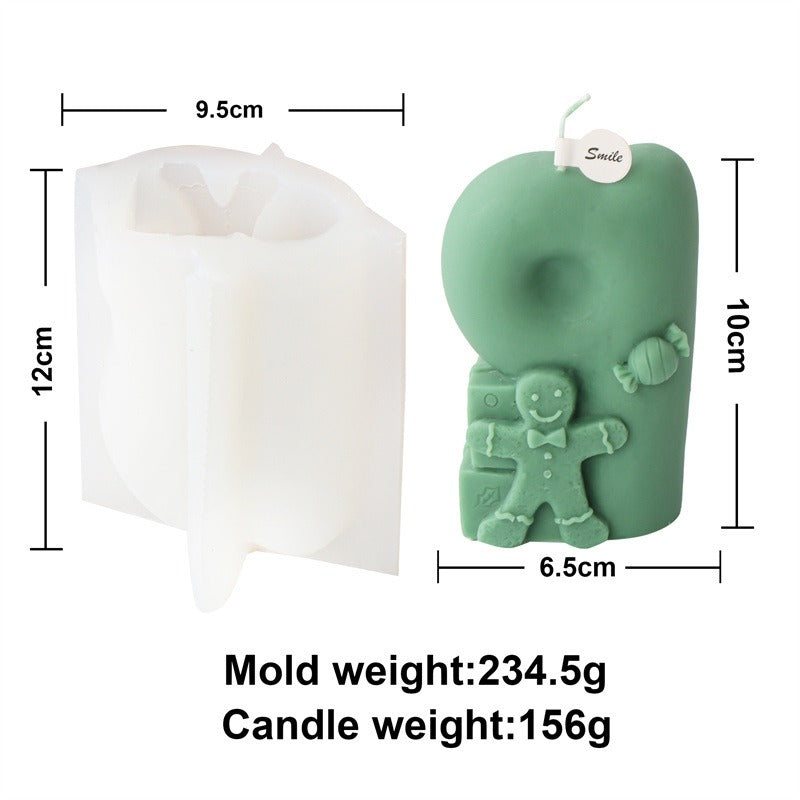 Christmas Digital Candle Mold DIY Three-dimensional 0-9 Christmas Santa Claus Gift Box Elk Aromatherapy