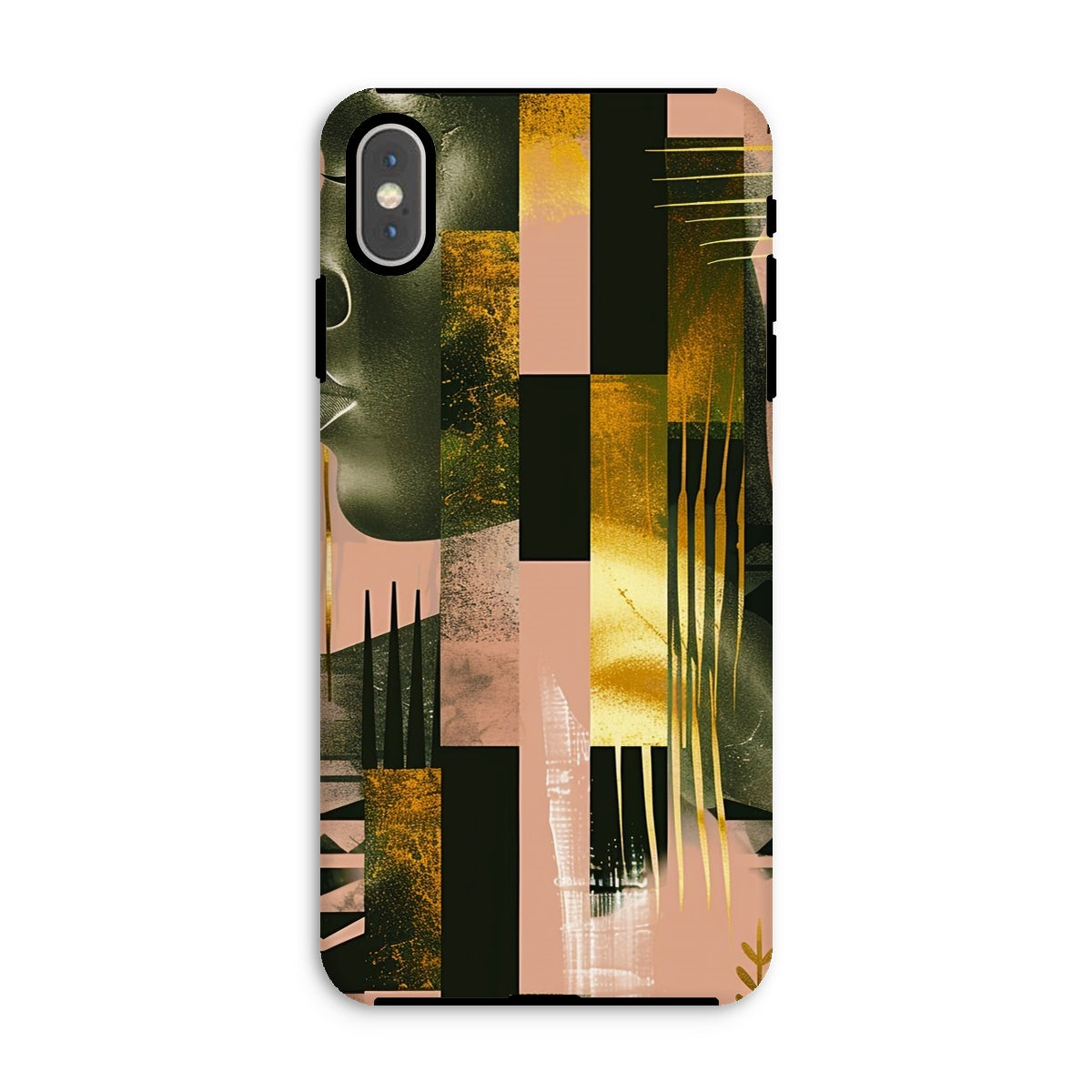 Echoes of Life: Afrocentric Peach and Gold Abstract Art Eclectic Tough Phone Case