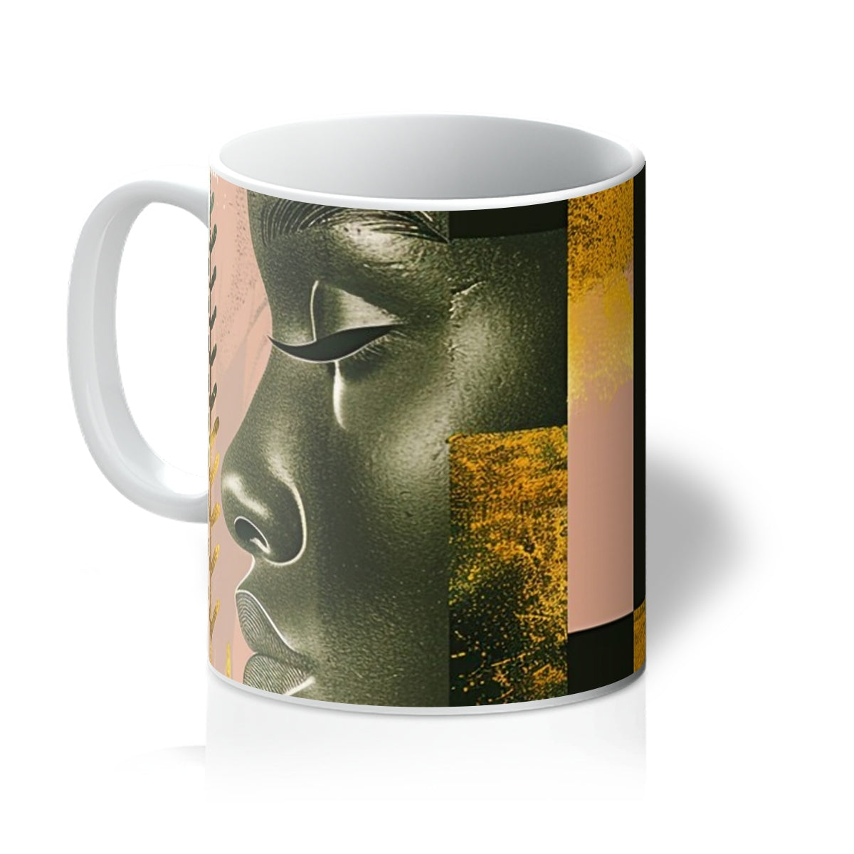 Echoes of Life: Afrocentric Peach and Gold Abstract Art Eclectic Mug