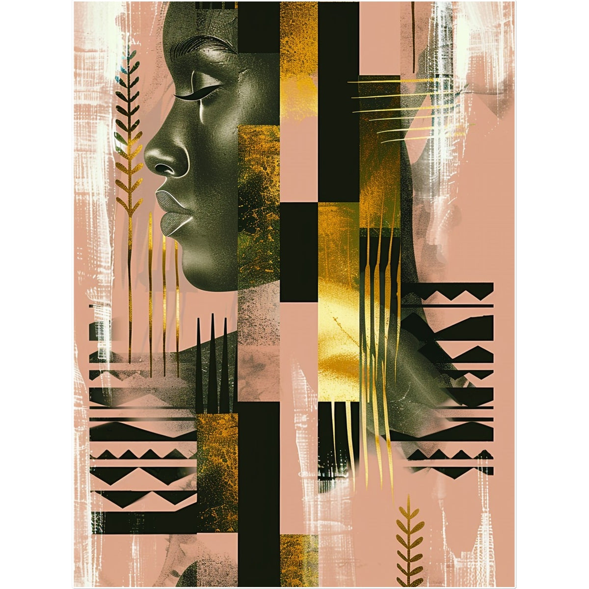 Echoes of Life: Afrocentric Peach and Gold Abstract Art Eclectic Temporary Tattoo