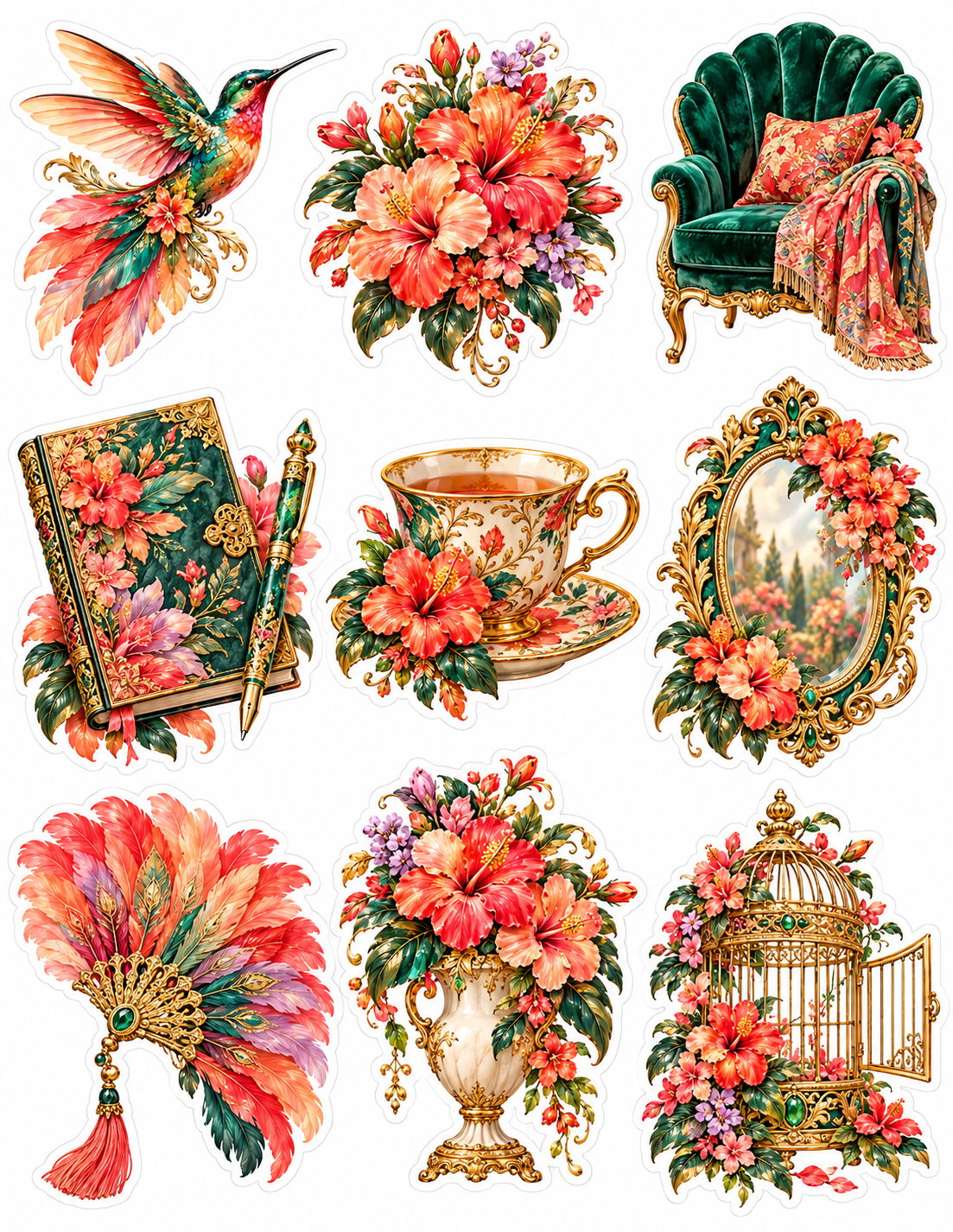 Hummingbird Royale — Nine decorative stickers