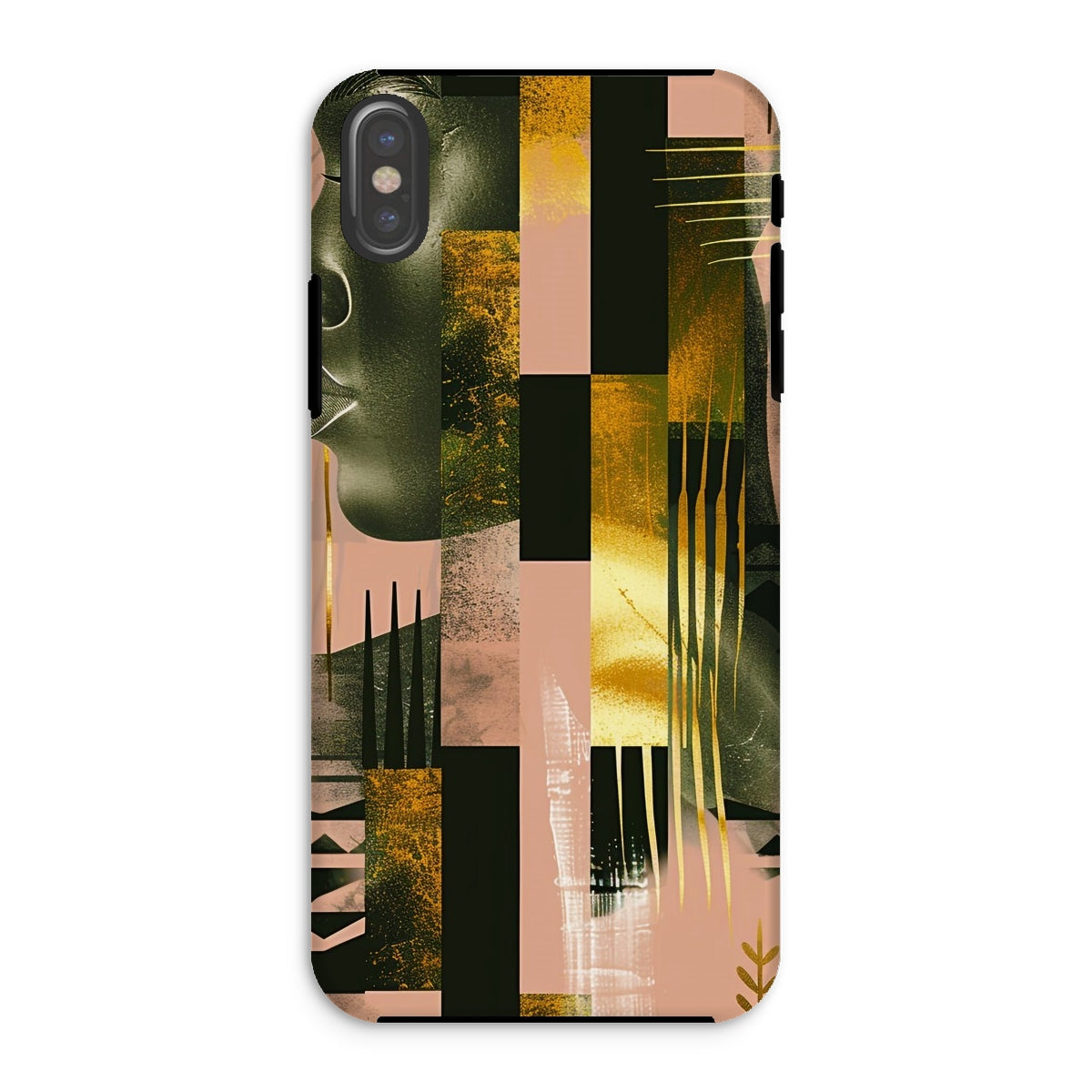 Echoes of Life: Afrocentric Peach and Gold Abstract Art Eclectic  Tough Phone Case