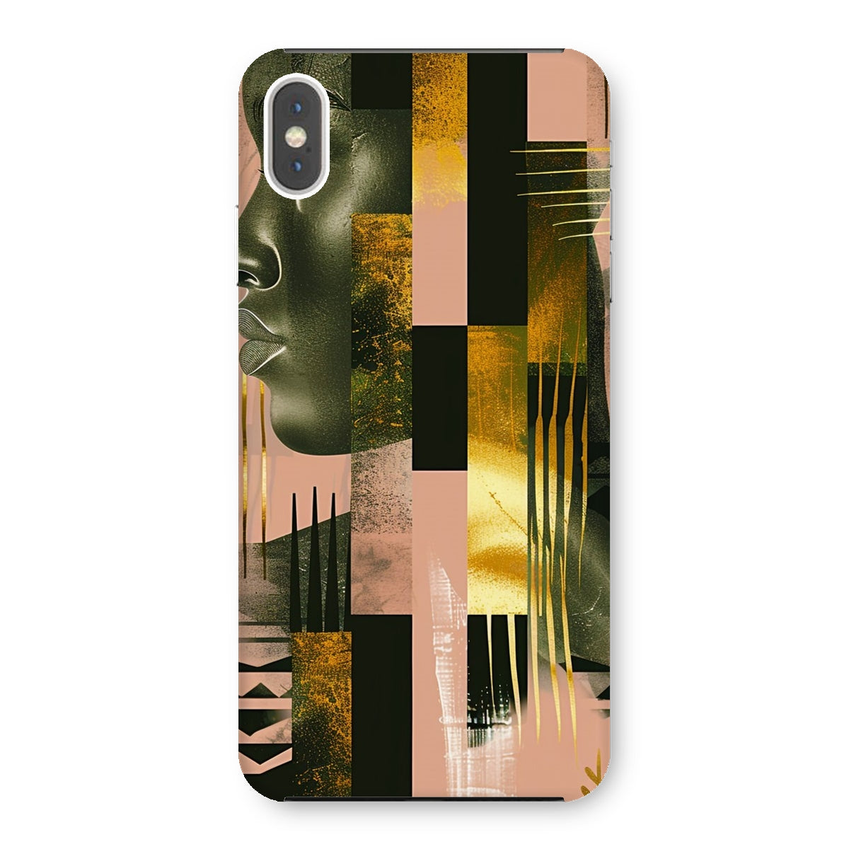 Echoes of Life: Afrocentric Peach and Gold Abstract Art Eclectic  Snap Phone Case