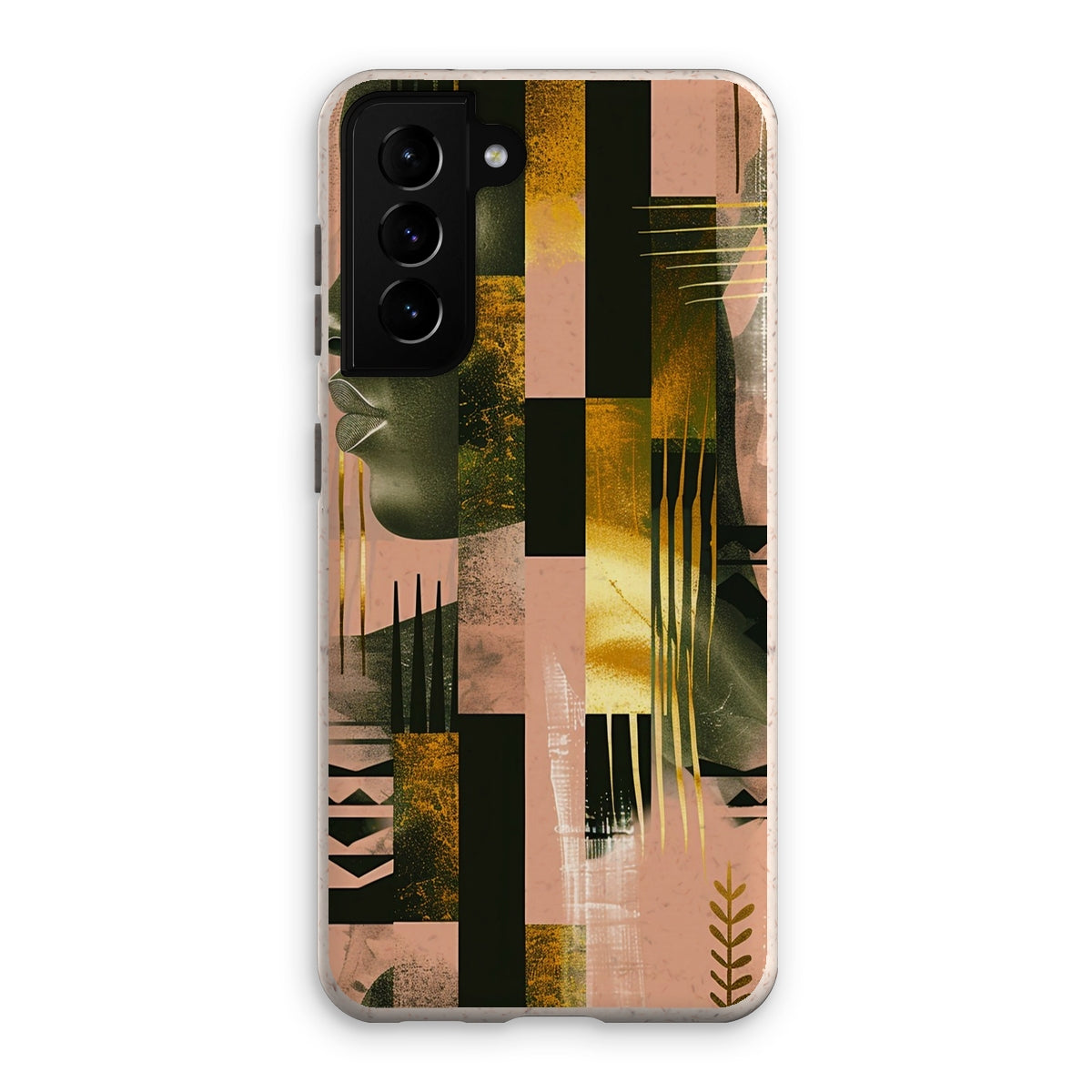 Echoes of Life: Afrocentric Peach and Gold Abstract Art Eclectic  Eco Phone Case