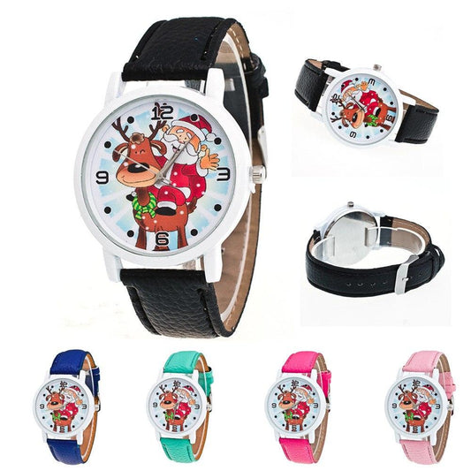 Christmas Ornaments Elderly Pattern Leather Band  Watches Xmas Decoration