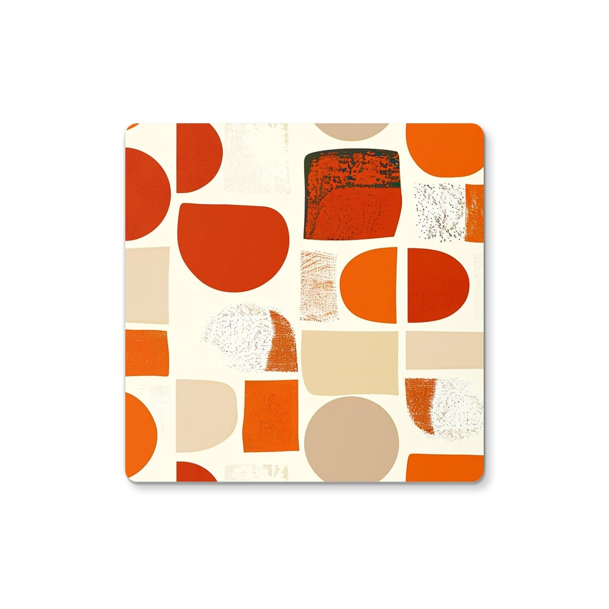 Orange and Brown Abstract Eclectic Art  Coaster