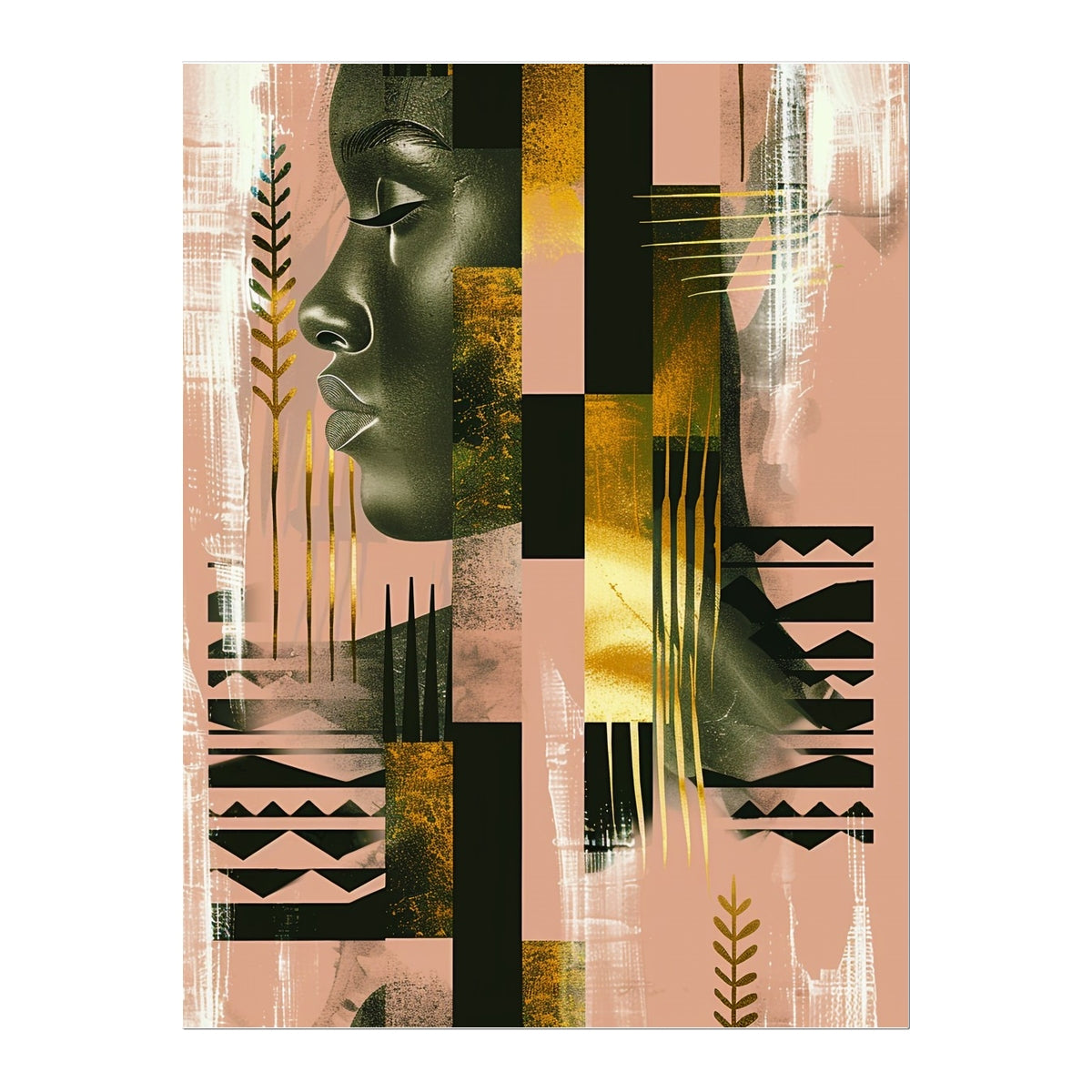 Echoes of Life: Afrocentric Peach and Gold Abstract Art Eclectic  Temporary Tattoo