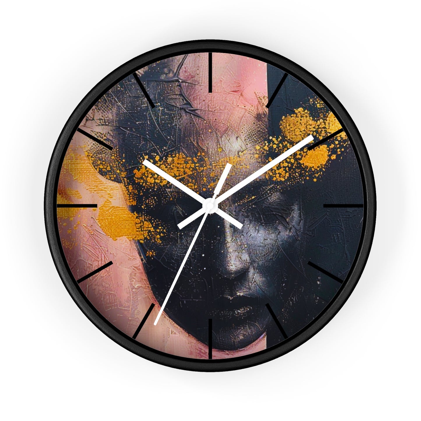 Elegant Blush and Gold Masquerade Wall Clock