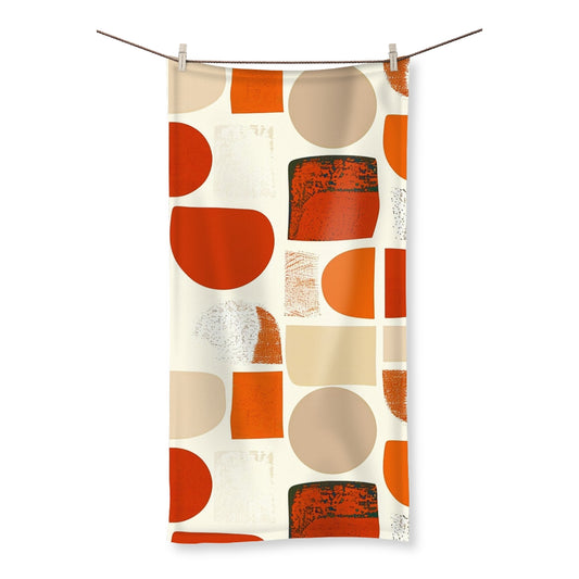 Orange and Brown Abstract Eclectic Art  Towel