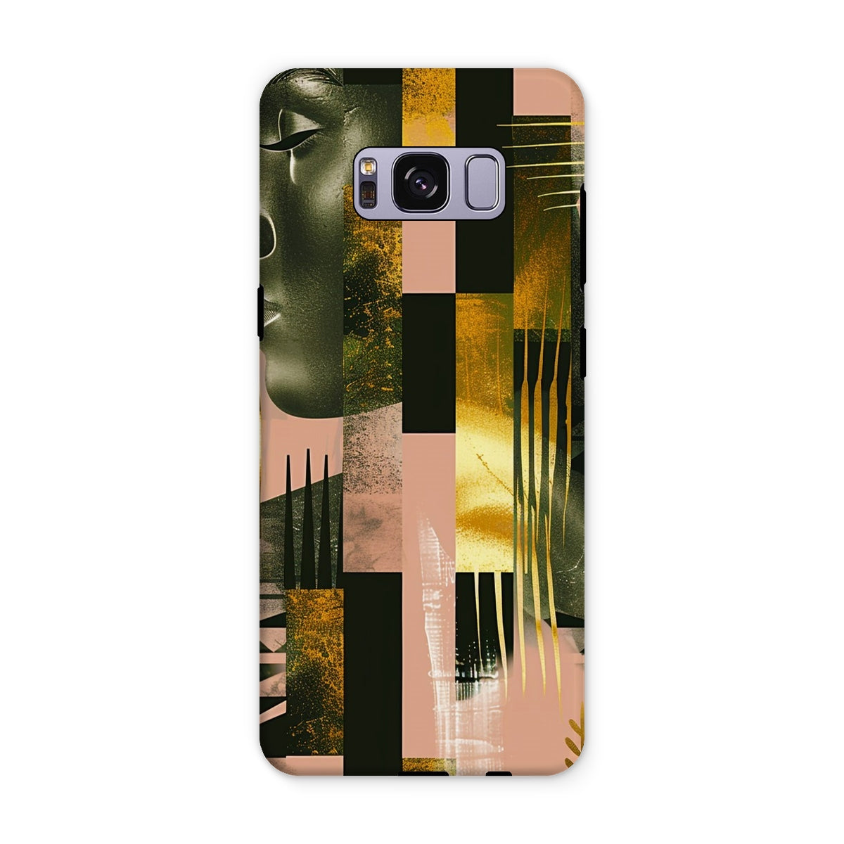 Echoes of Life: Afrocentric Peach and Gold Abstract Art Eclectic  Tough Phone Case