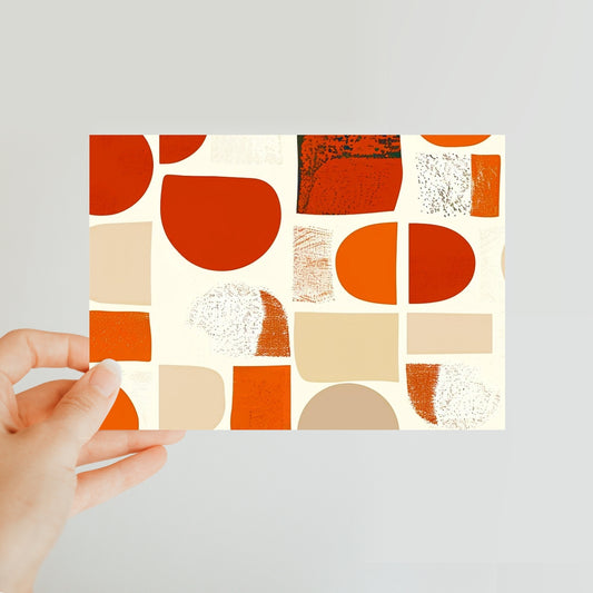 Orange and Brown Abstract Eclectic Art  Classic Postcard