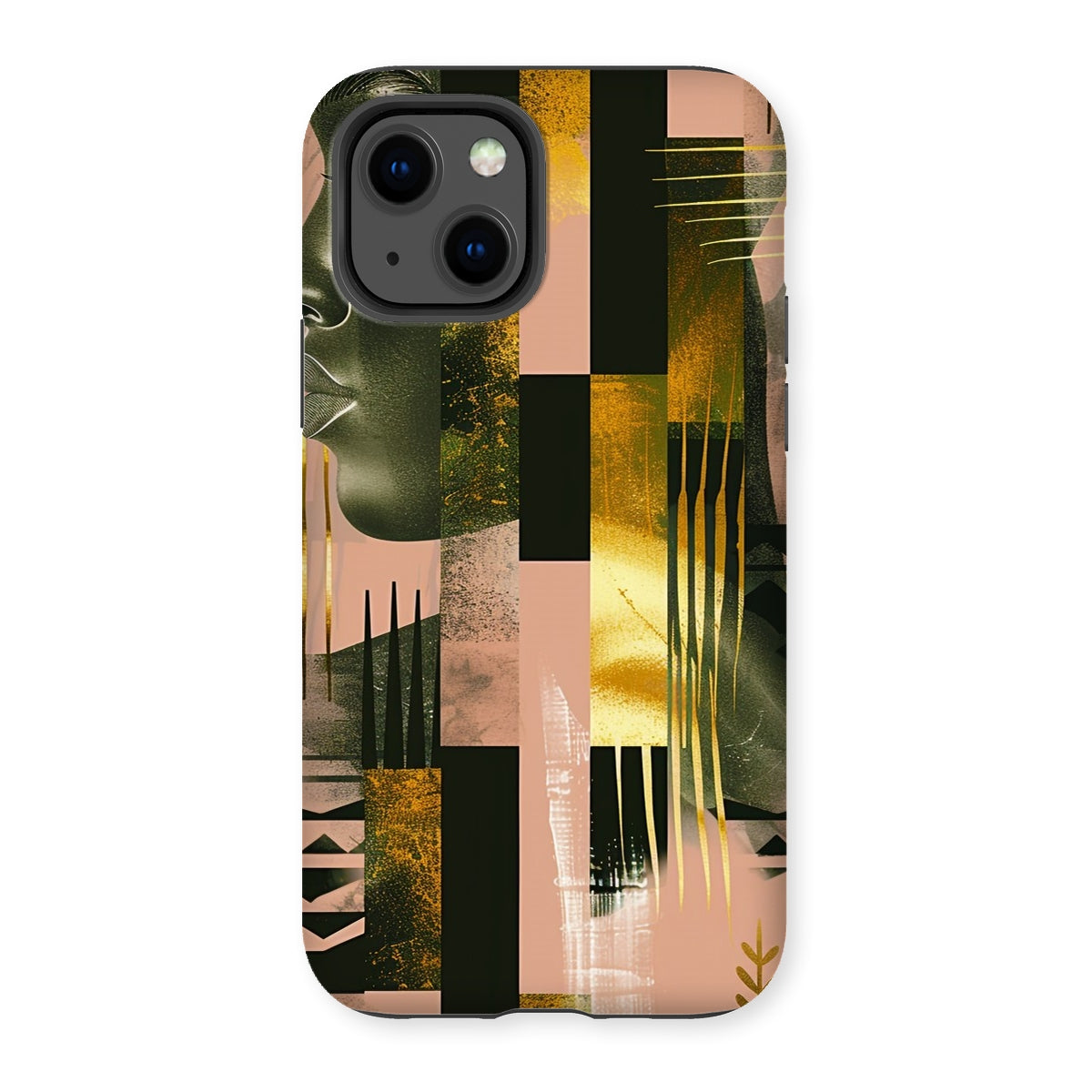 Echoes of Life: Afrocentric Peach and Gold Abstract Art Eclectic  Tough Phone Case