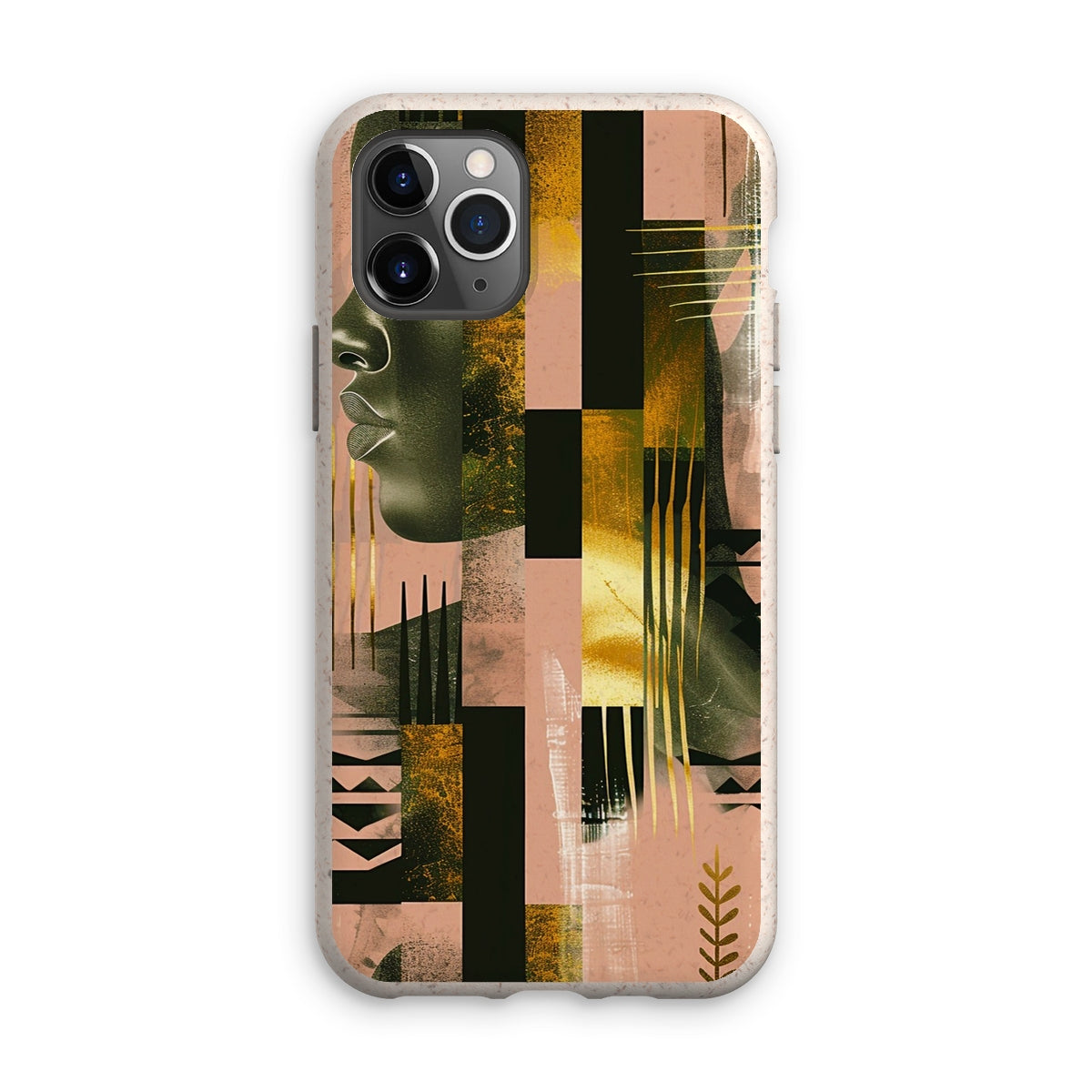 Echoes of Life: Afrocentric Peach and Gold Abstract Art Eclectic  Eco Phone Case