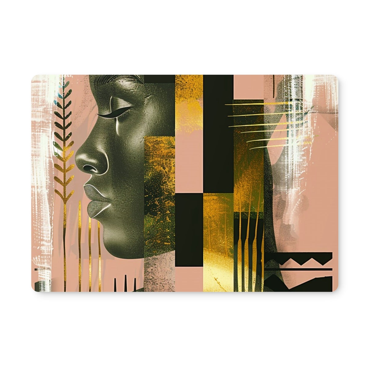 Echoes of Life: Afrocentric Peach and Gold Abstract Art Eclectic  Placemat