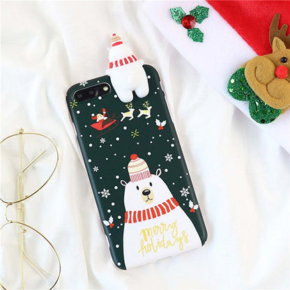 Cute Cartoon Christmas 3D Doll Deer Snowman Phone Case For iPhone X XS XR XS Max 6 6S 7 8 Plus Christmas Soft TPU Back Cover