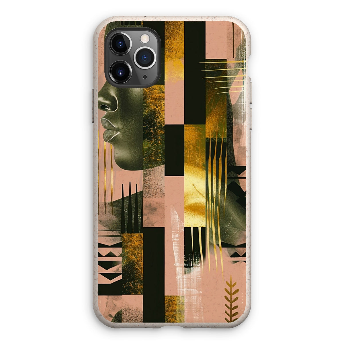 Echoes of Life: Afrocentric Peach and Gold Abstract Art Eclectic  Eco Phone Case