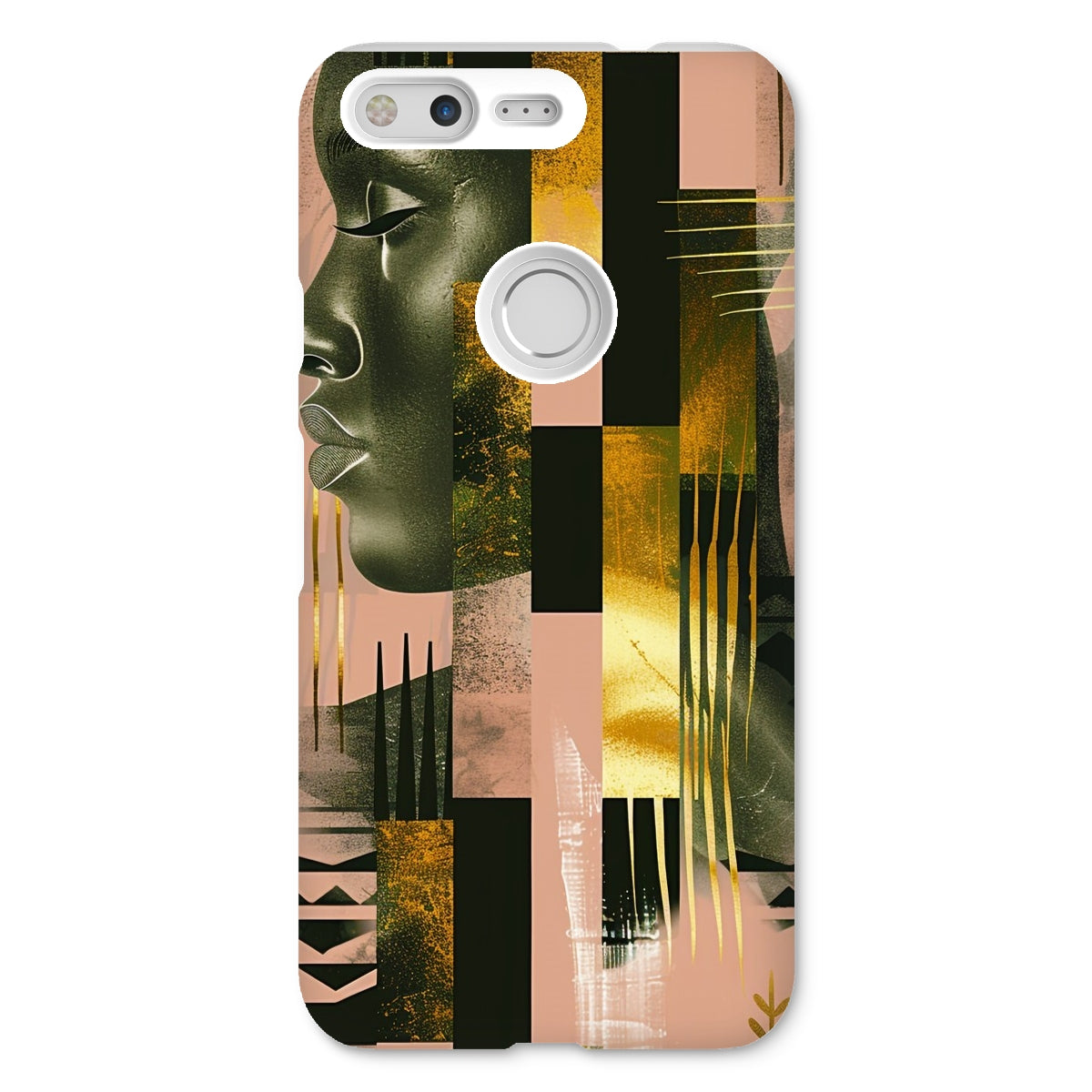 Echoes of Life: Afrocentric Peach and Gold Abstract Art Eclectic  Snap Phone Case