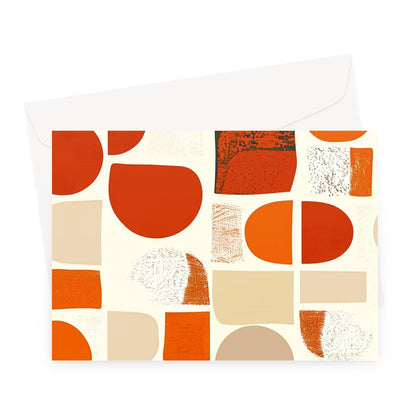 Orange and Brown Abstract Eclectic Art  Greeting Card