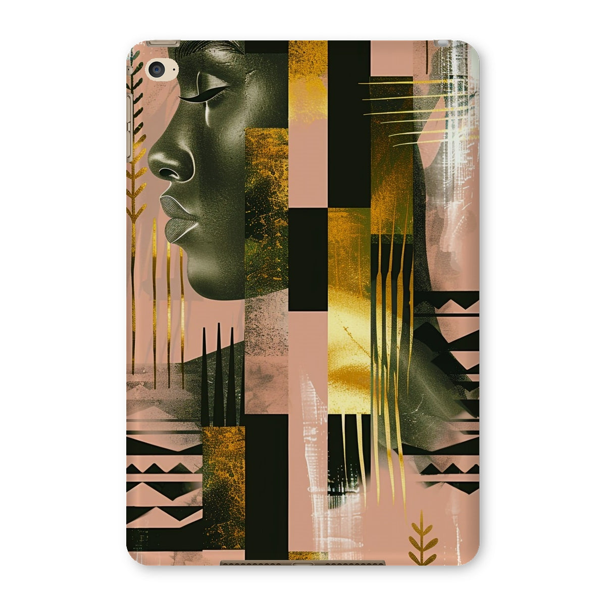 Echoes of Life: Afrocentric Peach and Gold Abstract Art Eclectic  Tablet Cases