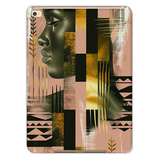 Echoes of Life: Afrocentric Peach and Gold Abstract Art Eclectic  Tablet Cases