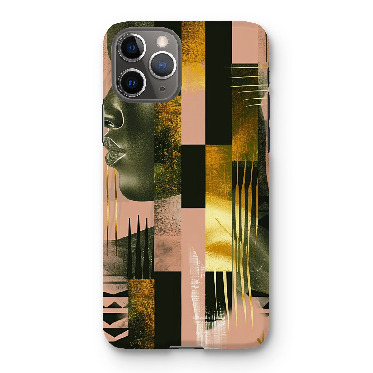 Echoes of Life: Afrocentric Peach and Gold Abstract Art Eclectic  Snap Phone Case