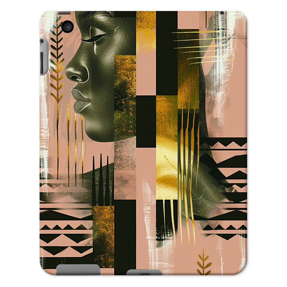 Echoes of Life: Afrocentric Peach and Gold Abstract Art Eclectic  Tablet Cases