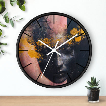 Elegant Blush and Gold Masquerade Wall Clock