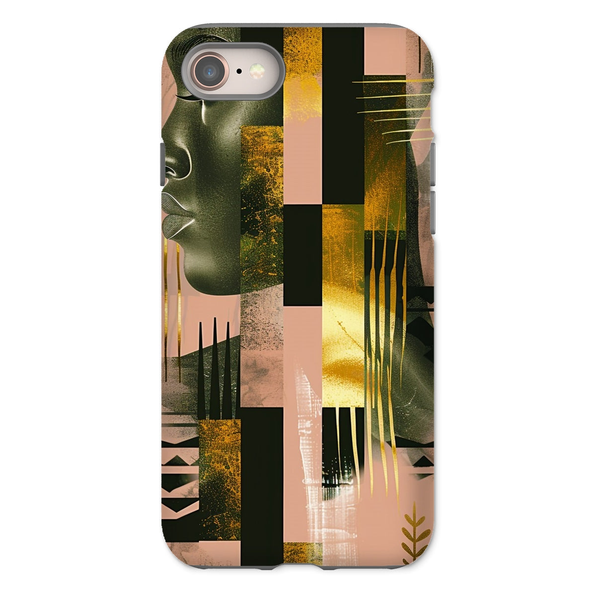 Echoes of Life: Afrocentric Peach and Gold Abstract Art Eclectic  Tough Phone Case