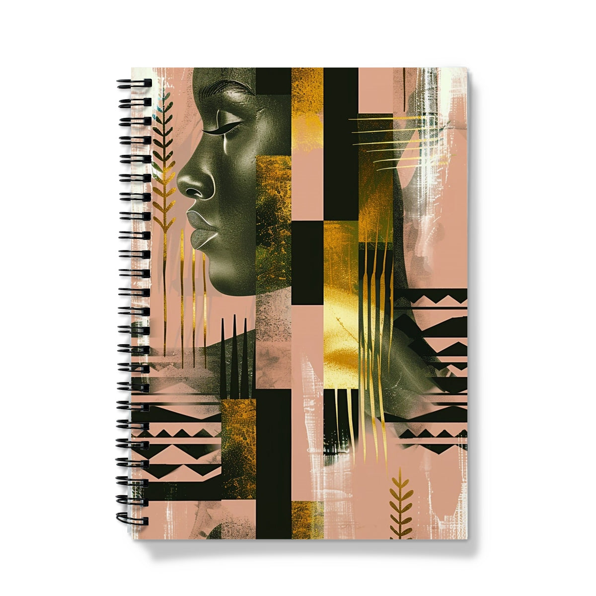 Echoes of Life: Afrocentric Peach and Gold Abstract Art Eclectic  Notebook