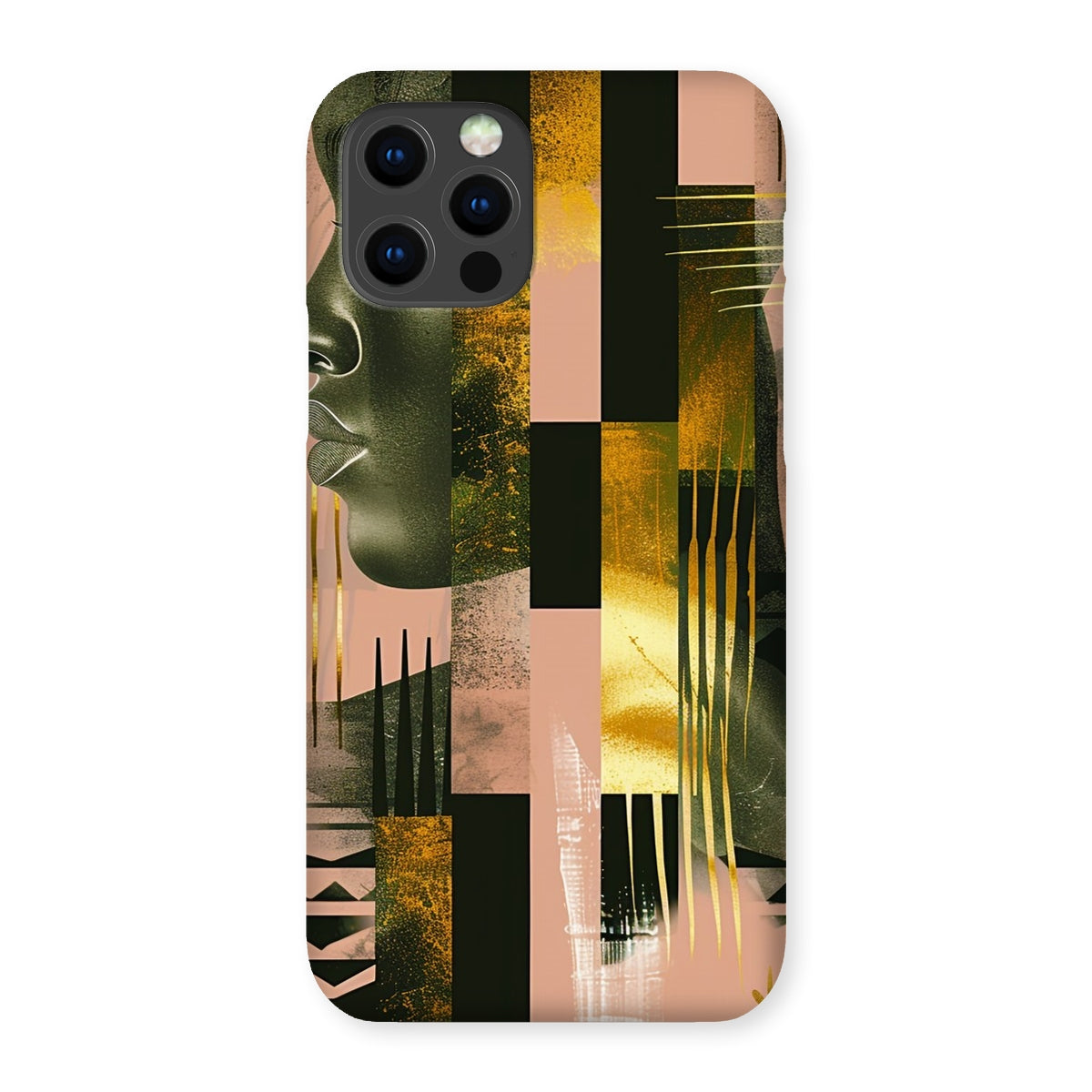 Echoes of Life: Afrocentric Peach and Gold Abstract Art Eclectic  Snap Phone Case