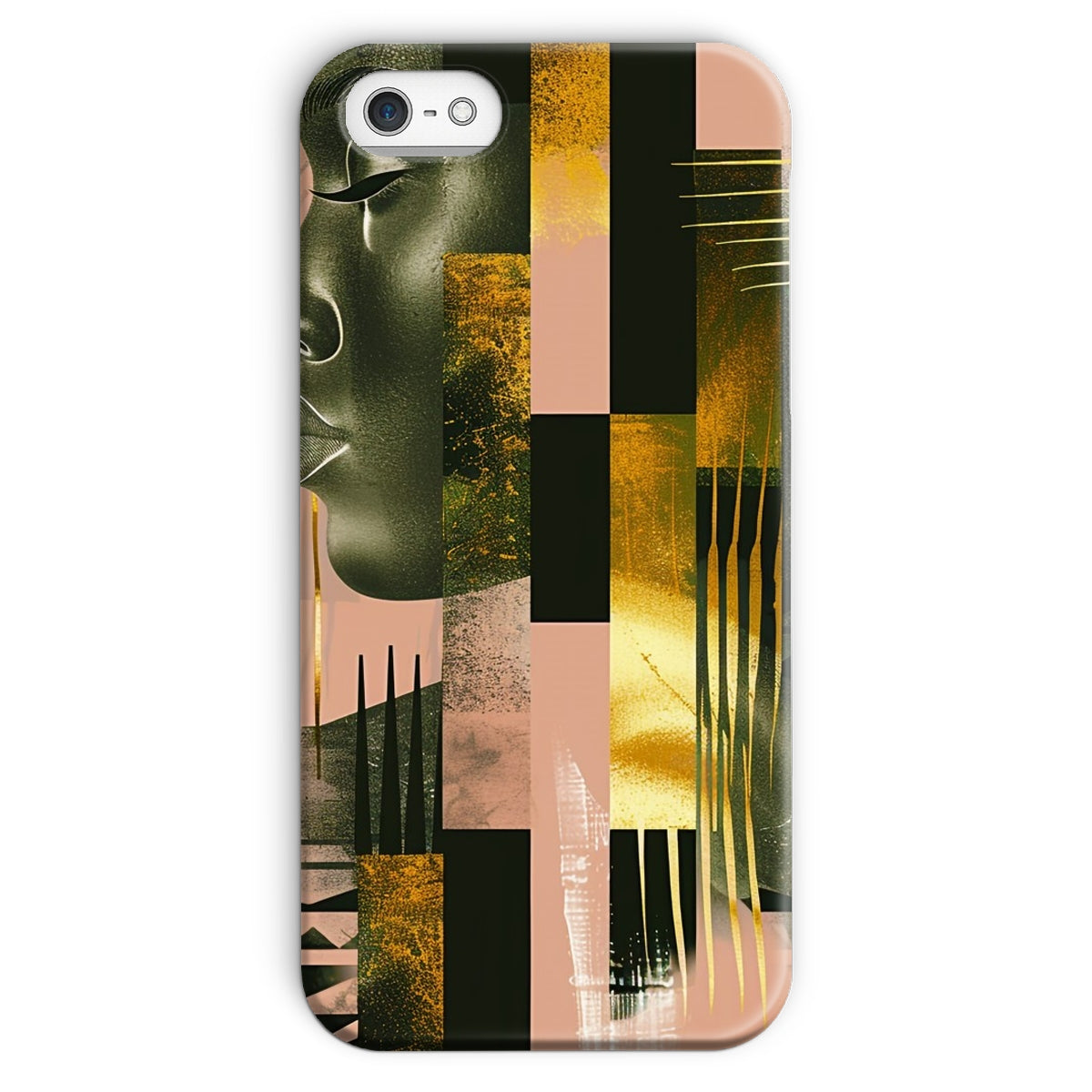 Echoes of Life: Afrocentric Peach and Gold Abstract Art Eclectic  Snap Phone Case