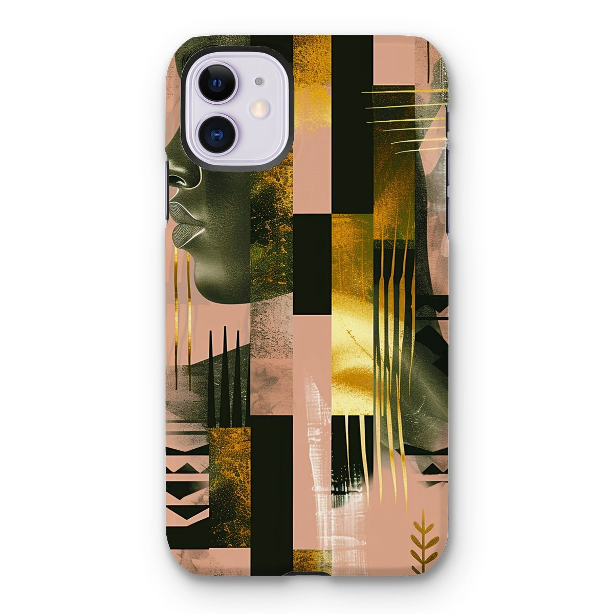 Echoes of Life: Afrocentric Peach and Gold Abstract Art Eclectic  Tough Phone Case