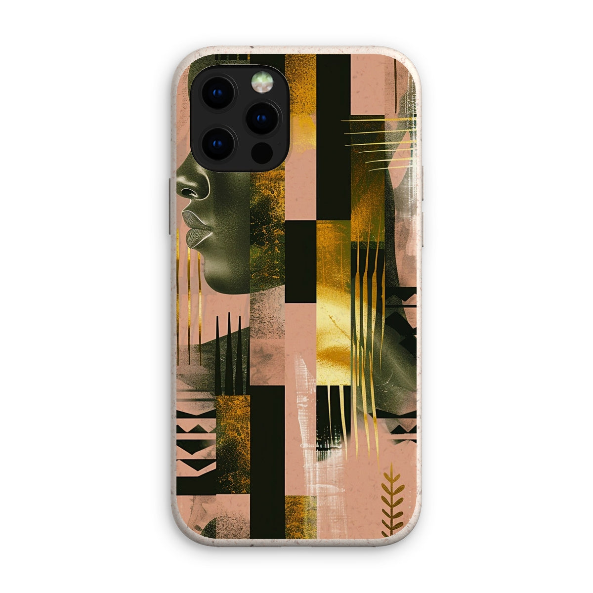 Echoes of Life: Afrocentric Peach and Gold Abstract Art Eclectic  Eco Phone Case