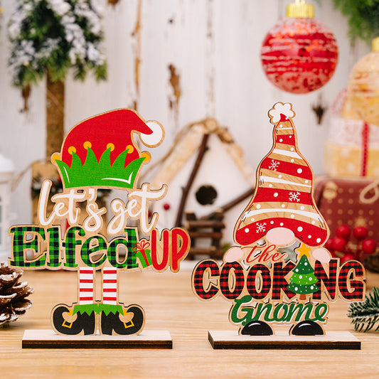 Christmas decoration supplies, creative letter figurines, Christmas gnome letter wooden ornaments