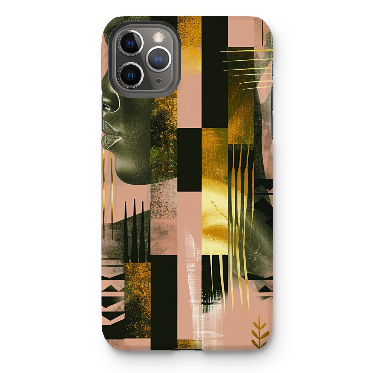 Echoes of Life: Afrocentric Peach and Gold Abstract Art Eclectic  Tough Phone Case