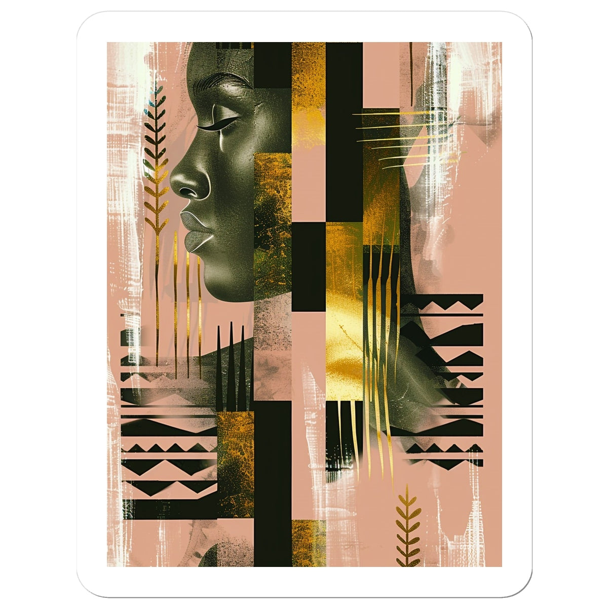 Echoes of Life: Afrocentric Peach and Gold Abstract Art Eclectic  Sticker