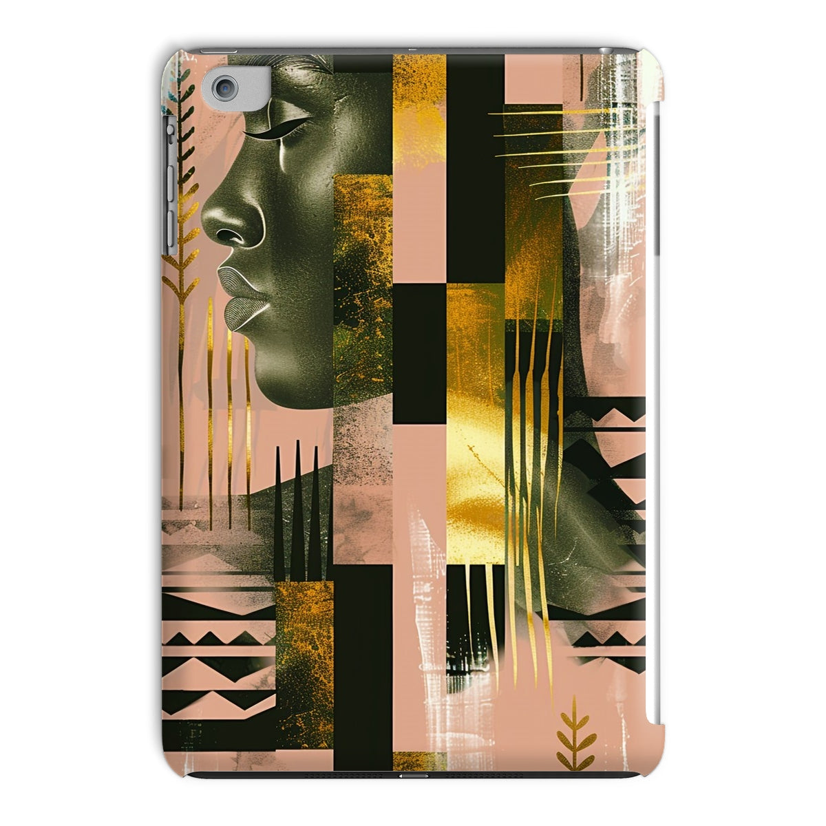 Echoes of Life: Afrocentric Peach and Gold Abstract Art Eclectic  Tablet Cases