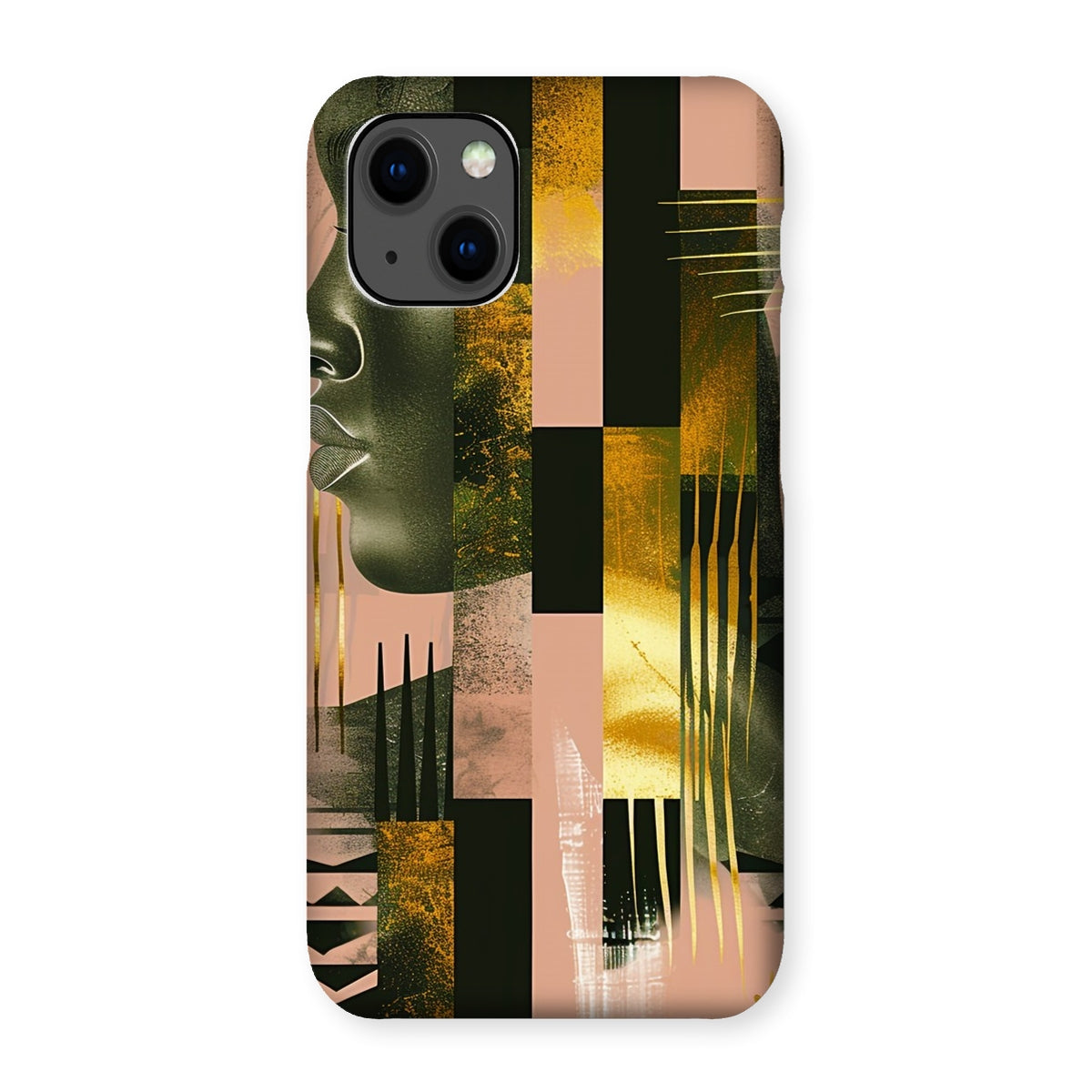 Echoes of Life: Afrocentric Peach and Gold Abstract Art Eclectic  Snap Phone Case