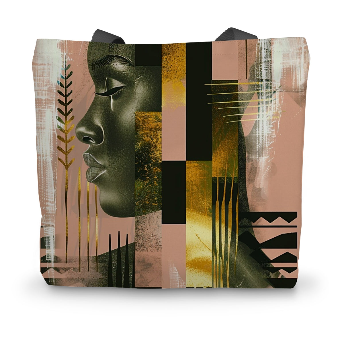 Echoes of Life: Afrocentric Peach and Gold Abstract Art Eclectic  Canvas Tote Bag