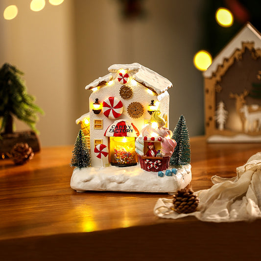 Christmas Decorations Candy House Glowing Music House Gingerbread House Desktop Creative Ornaments Christmas Gifts