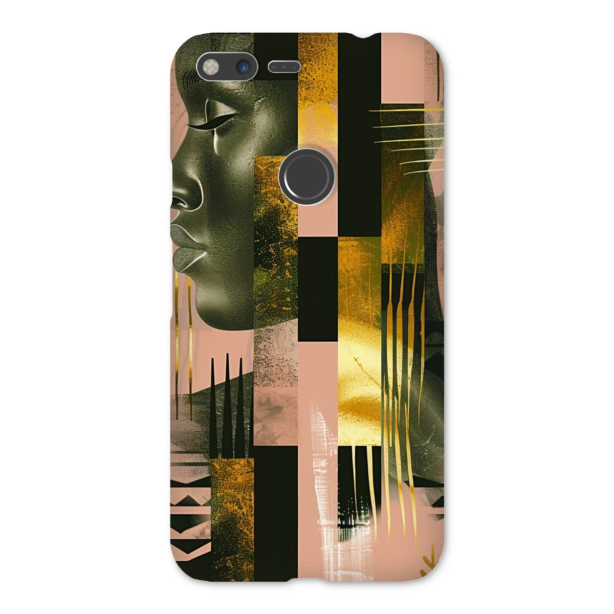 Echoes of Life: Afrocentric Peach and Gold Abstract Art Eclectic  Snap Phone Case