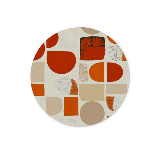 Orange and Brown Abstract Eclectic Art  Glass Chopping Board