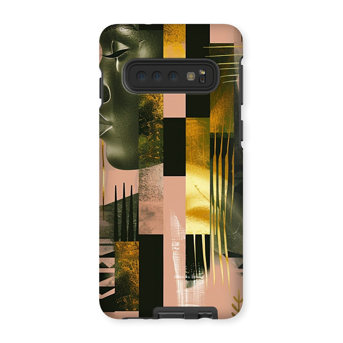 Echoes of Life: Afrocentric Peach and Gold Abstract Art Eclectic  Tough Phone Case