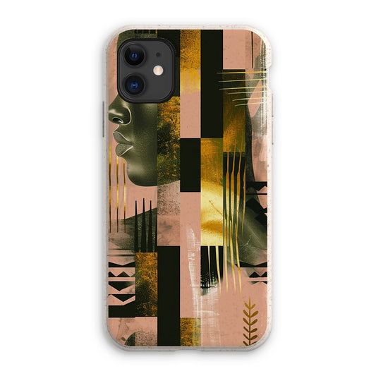 Echoes of Life: Afrocentric Peach and Gold Abstract Art Eclectic  Eco Phone Case