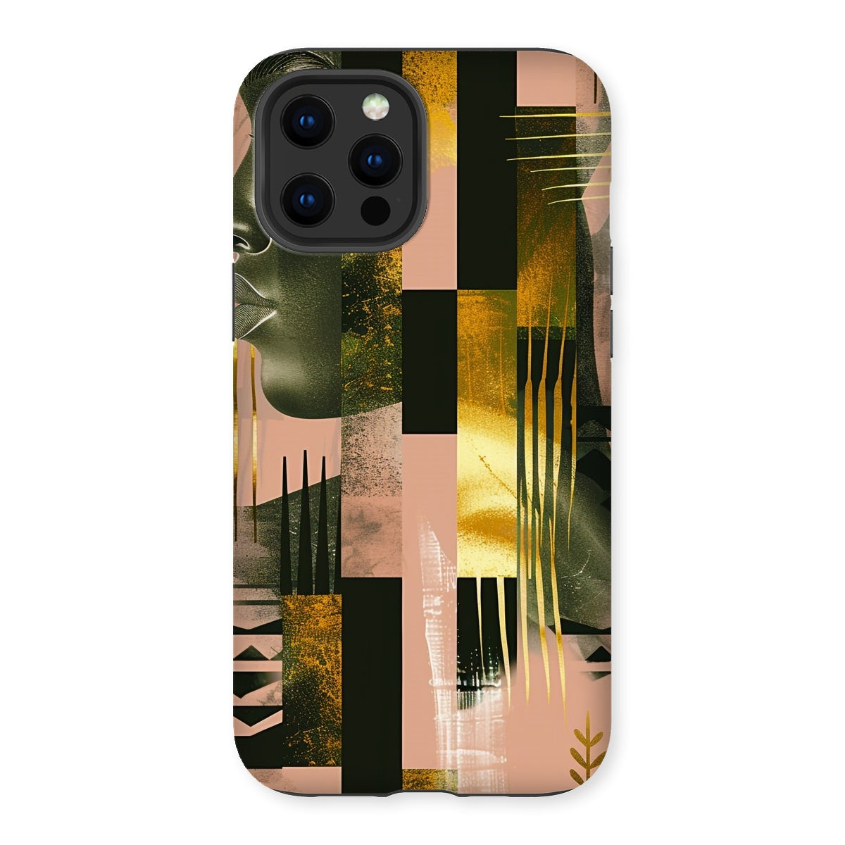 Echoes of Life: Afrocentric Peach and Gold Abstract Art Eclectic  Tough Phone Case