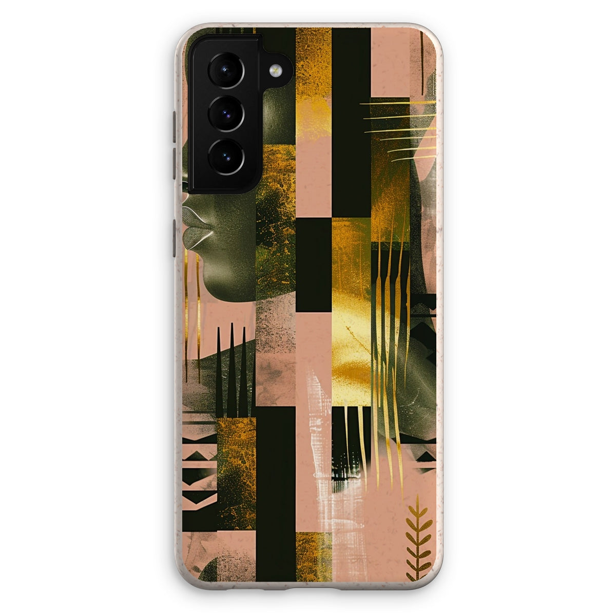 Echoes of Life: Afrocentric Peach and Gold Abstract Art Eclectic  Eco Phone Case